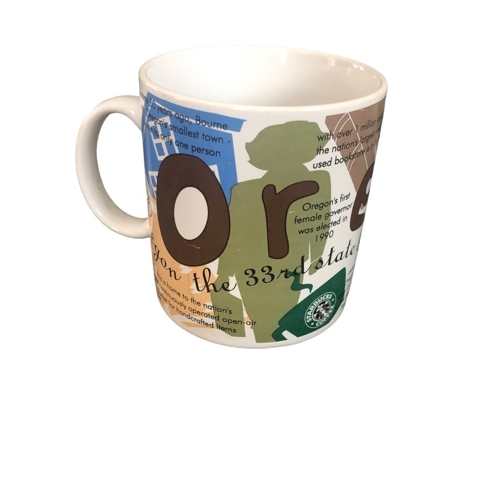 VTG Starbucks State Of Bean OREGON Coffee Mug Oversized 1996 33rd State BIG MUG